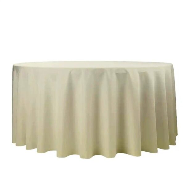 Nappe ronde ivoire en tissu, adaptée aux tables rondes - LOCATION