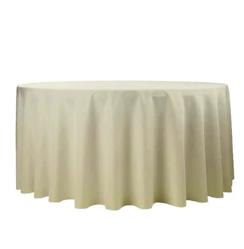 Nappe ronde ivoire en tissu, adaptée aux tables rondes - LOCATION