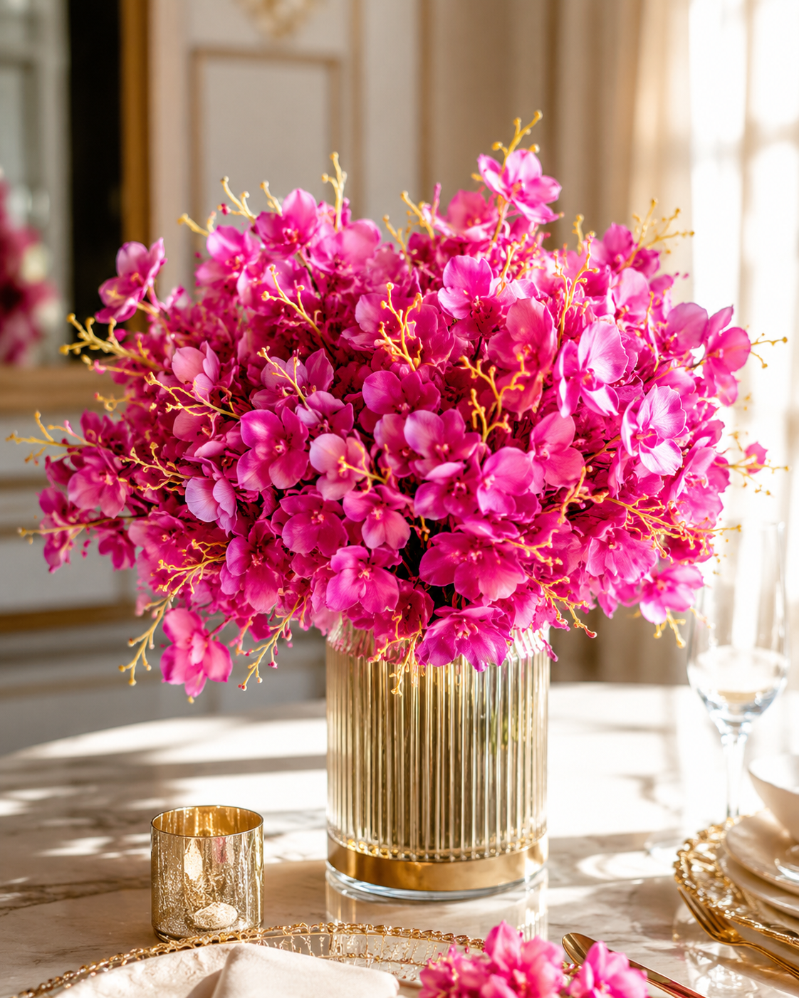 Fleurs artificielles roses / LOCATION – Image 2